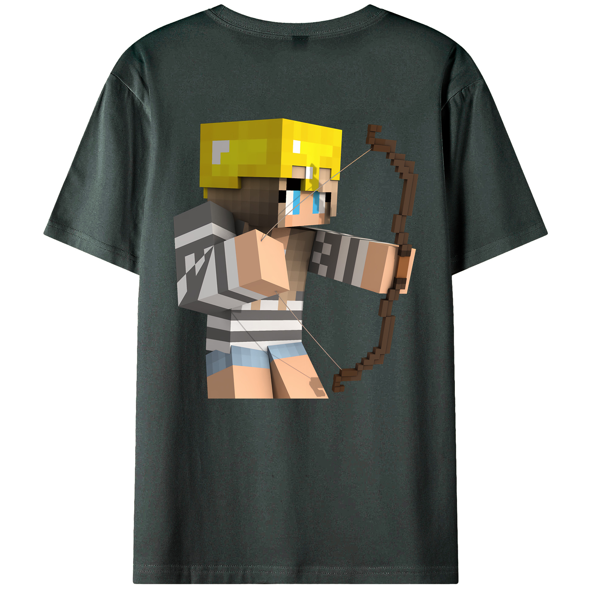 （画像用） マインクラフト ブロックの世界 Minecraft MC Block world 綿100％ メンズ半袖Tシャツ（バックプリント） 通気性